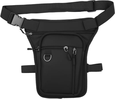 Waterdichte Zwarte Motorbeen Tas voor Mannen en Vrouwen - Multifunctionele Heuptas met Verstelbare Pockets voor Kamperen, Wandelen en Fietsen