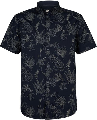 Petrol Industries - Heren All-over print overhemd Scout - Blauw - Maat M