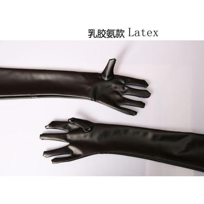 Grote Maten Wetlook PVC Latex PU Kunstleer Handschoenen Glanzende Lange Handschoen Punk Hip-Hop Jazz Club Kleding Cosplay Kostuums Handschoen Luvas EXL white