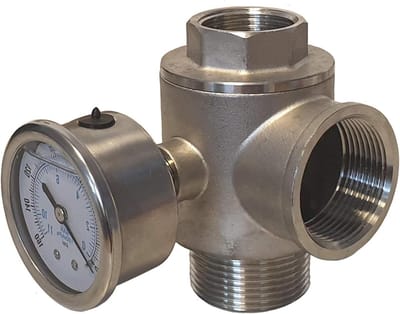 5-weg Adapter - Drukschakelaar Adapter - Pompen Besturen - Geïntegreerd Terugslagventiel - 125 inch - Roestvrij Staal