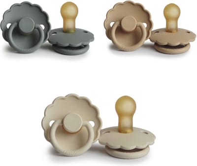 FRIGG DAISY Fopspeen set 3 stuks French Gray,Croissant en Cream 0-6 maand