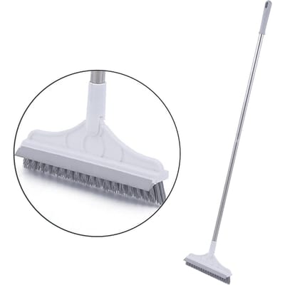 Brosse à récurer pour sol 2 en 1 avec raclette de fenêtre, nettoyage des espaces d'angle à manche Long rotatif à 120 degrés