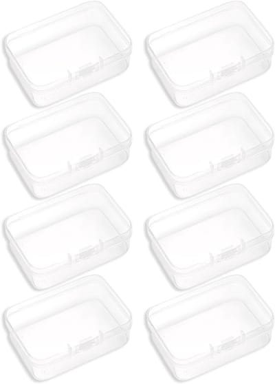 Kleine opbergdozen set van 8 stuks, mini-opbergdozen voor pillen, sieraden en knutselartikelen, helder kunststof met klapdeksel, ideaal voor kleine onderdelen en organisatie