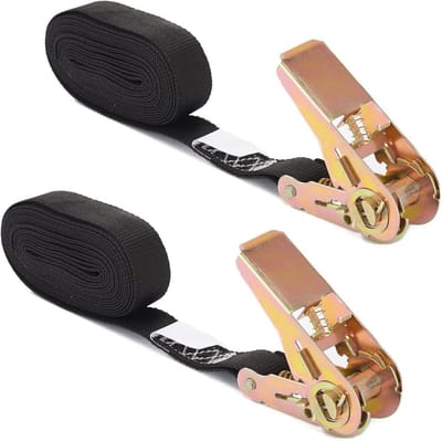Stevige 12 Foot Ratchet Lashing Strap voor het Beveiligen van Lading tot 300kg, Ideaal voor Motoren en Mobiele Apparaten, Zwart