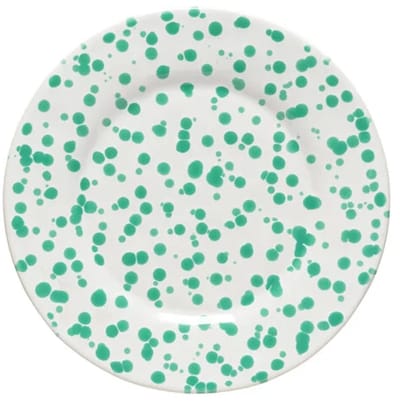 Costa Nova Portugees Aardewerk ontbijtbord groen met witte verfspatten 22 cm collectie Rafaela