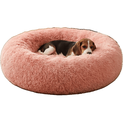 JOYFURNOS Ochama donutvormige hondenbench met afneembare en wasbare hoes, roze, diameter 80 cm x hoogte 20 cm