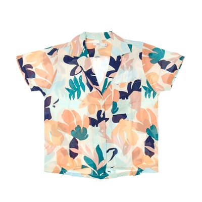 Damesshirt met korte mouwen Decoupage-shirt Pecannoot Multi