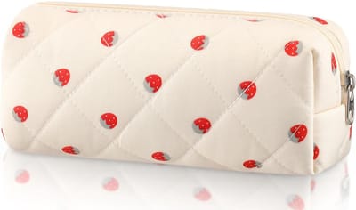 Etui - etui meisjes - Aardbeien etui - Leuke fruit etui - Zachte katoenen opbergtas - Prachtig patroon cadeau make-up tas - Dames cosmetische reistas