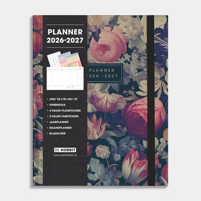 Hobbit - Luxe Weekplanner 2026-2027 - 1 week op 2 pagina's - Harde Kaft - Planner A5+ (23 x 18,5 cm) - Klassieke bloemen