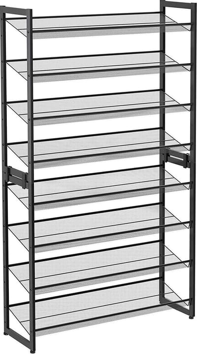 Hoppa! Schoenenrek | 8 Niveaus | Zwart | Metaal | 92,5 x 30,7 x 163,5 cm (B x D x H)
