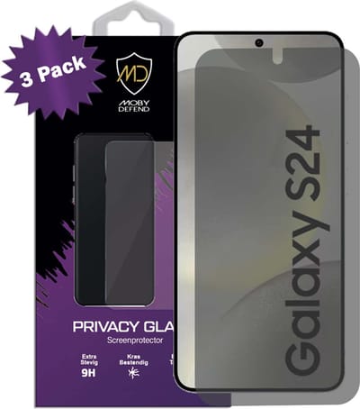 3-Pack MobyDefend Screenprotectors - Geschikt voor Samsung Galaxy S24 - HD Privacy Glass Screensavers