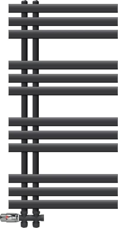 Badkamerradiator middenaansluiting 500x1000 mm antraciet met onderaansluitset LuxeBath