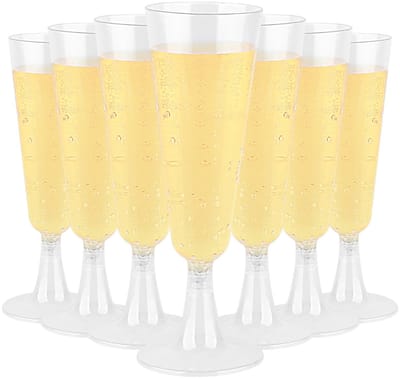 Dailygoods- Champagneglazen Elegant - 20 Stuks - Plastic Wijnglazen - Wegwerp Bekers - Kunststof Glazen - Doorzichtig - Makkelijk te Monteren