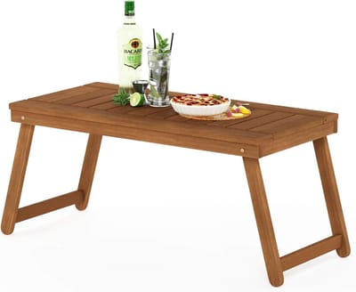 Klaptafel Hout - Buitentafel - Terras Gebruik - Eenvoudig Opklapbaar - 104cm Breed - Natuurlijk