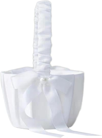 Bloemenmandjes - Bruiloft decoratie - Bruiloft ceremonie - Met strik versierd - 20 x 13 cm - Wit