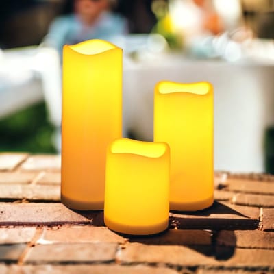 Dailygoody - Outdoor LED kaarsenset - Verlichting - Batterij - Ivoor - Sfeervolle decoratie - Geschikt voor buiten - 3 maten