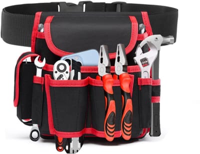 Cosensi - Belt Tool Bag - Elektricien Gereedschapsgordel - Duurzaam en sterk - Rood - Multi-Purpose Tool Bag - Ideaal voor klussen - Canvas Gereeds...