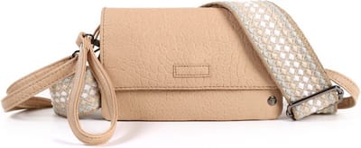 Crossbodytasje - schoudertasje - zand - crocoprint - geweven schouderriem - Bussum