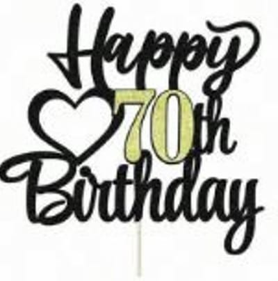 taart topper - verjaardag - 70 jaar - Happy Birthday - decoratie - versiering - Goud - Zwart