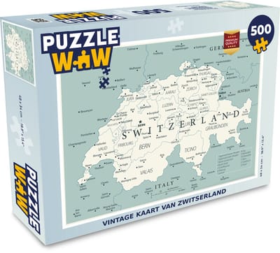Puzzel Vintage kaart van Zwitserland - Legpuzzel - Puzzel 500 stukjes