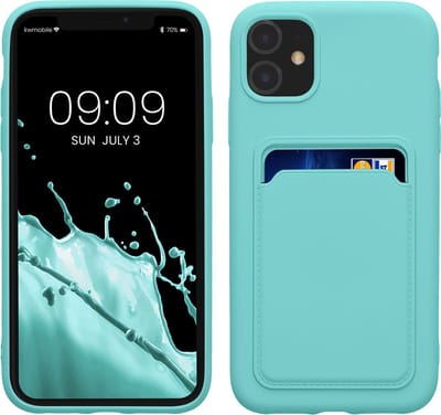 kwmobile telefoonhoesje geschikt voor Apple iPhone 11 - Hoesje met pasjeshouder - TPU case in mintgroen