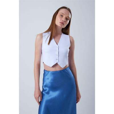 V-hals Knop Cropped Vest