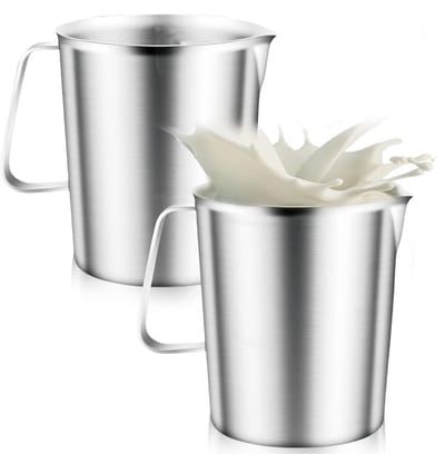 Solidchoice - Set van 2 RVS Maatbekers met Handvat en Inhoudsmarkering