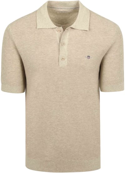 Gant Knitted Poloshirt Beige - Maat 3XL - Heren