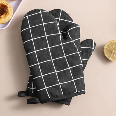 2 paar geïsoleerde handschoenen, hittebestendige keuken- en ovenhandschoenen, hittebestendige magnetronhandschoenen black