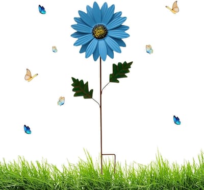 Bloemen Tuin Decoratie - Kunst Metalen Stokken - Tuin Verfraaien - Windmolen Mechanisme - 28 x 21 x 4 cm
