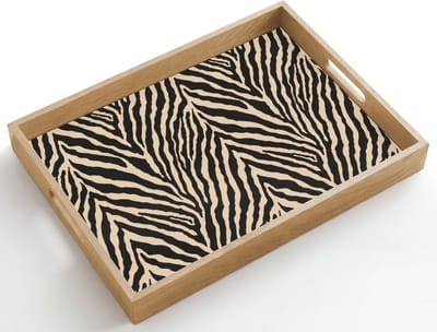 Dienblad hout 50x35 cm - Schootdienblad - Zebra - Klassiek - Zwart - Borrelplank rechthoek - Plateau dienbladen