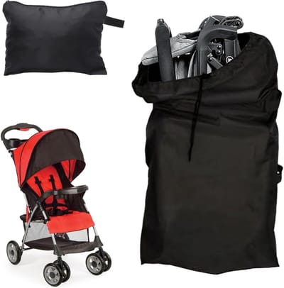 Universele transporttas voor buggy - Waterdichte beschermhoes kinderwagen - Opvouwbaar en reistas voor treinritten - Zwart - 39 x 114 cm