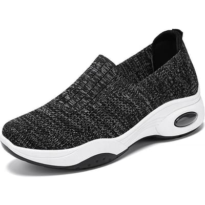 Damesschoenen Lente Nieuwe Instappers Oversized Schoenen Platte Casual Sneaker Dames Ademende Mesh Oppervlak Schoenen 41 black