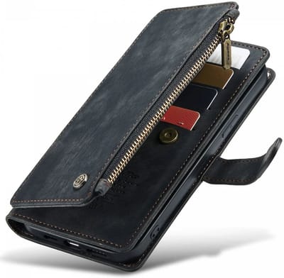 CaseMe C30 Hoesje Geschikt voor Apple iPhone 13 Pro Max | Wallet Zipper Book Case met Pasjeshouder | Beschermhoes met Portemonnee | Zwart
