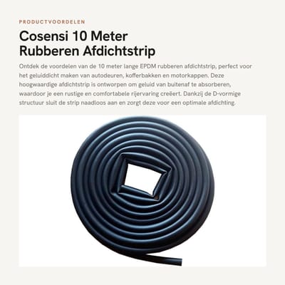 Dailygoods- Afdichtstrip 10 meter - Geluiddicht - D-vormig - Rubber - Voor autodeuren - Voorkomt regen en stof - Verbetert airconditioning - Rubberen Afdichting