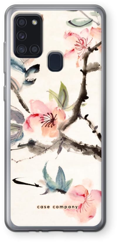 Case Company® - Hoesje geschikt voor Samsung Galaxy A21s hoesje - Japanse bloemen - Soft Cover Telefoonhoesje - Bescherming aan alle Kanten en Schermrand