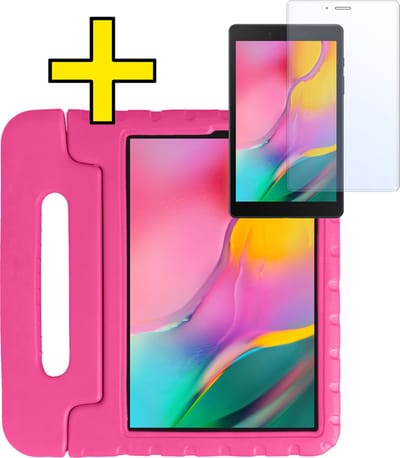 Hoes - Geschikt voor Samsung Galaxy Tab A 8.0 (2019) - Met Screenprotector - Kinderhoes Shockproof Bumper - Kidsproof Case - Tablet Hoesje - Kinder Hoesje Cover - Roze