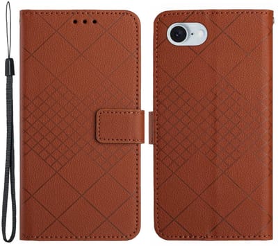 Coverup Hoesje - Geschikt voor iPhone 16e / 17e Hoesje - Coverup Rhombus Book Case - Bruin