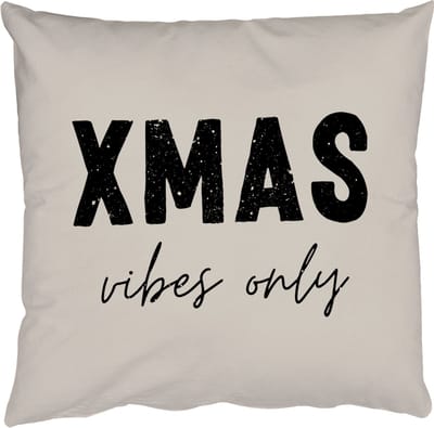 Sierkussens - Kussentjes Woonkamer - 50x50 cm - Kerst - Spreuk - xmas vibes only - Beige