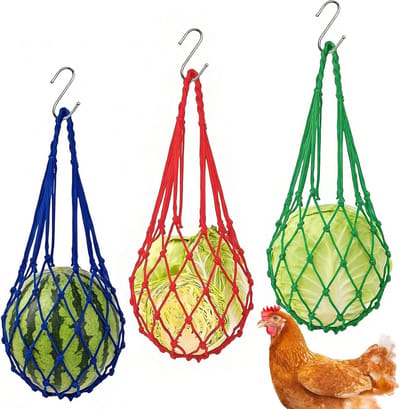Set van 3 Hangende Kippenvoerders met Haken, Praktische Voeders voor Kippen en Eenden, Hoogwaardige Accessoires voor Groenten en Fruit