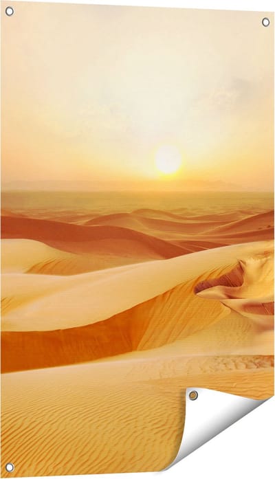 Gards Tuinposter Woestijn bij Zonsondergang in de Sahara - 60x90 cm - Tuindoek - Tuindecoratie - Wanddecoratie buiten - Tuinschilderij