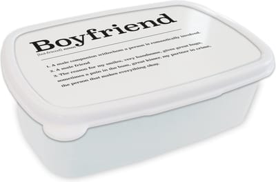 Broodtrommel Wit - Lunchbox - Brooddoos - Woordenboek - Vriend - Quotes - Vriend definitie - Spreuken - 18x12x6 cm - Volwassenen