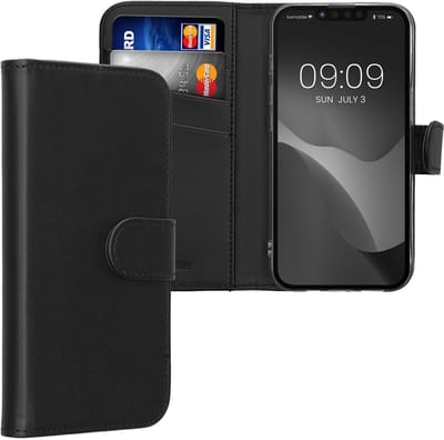 kwmobile telefoonhoesje geschikt voor Apple iPhone 17e / iPhone 16e - Hoesje met pasjeshouder in zwart - Wallet case