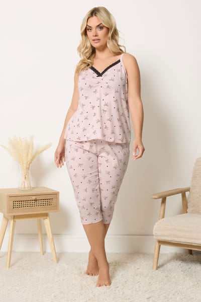 Yours Pyjamaset Met Roze Strik En Hartmotief Size 54-56