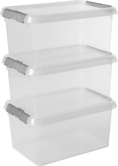 Sunware Comfort Line opbergbox 6L - Set van 3 - 30x20x14.5 cm - Transparant