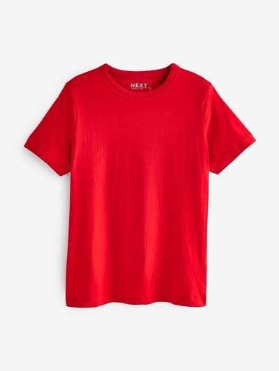 Next - Dames - Must-have zuiver katoenen T-shirt met ronde hals en korte mouwen - Rood
