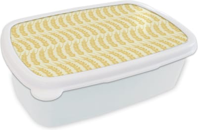 Broodtrommel Wit - Lunchbox - Brooddoos - Graan - Patronen - Waves - 18x12x6 cm - Volwassenen