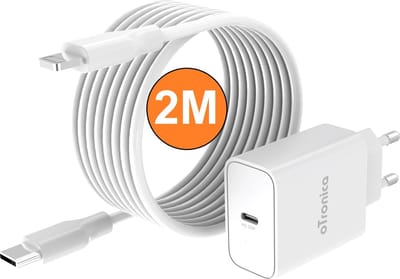 Otronica USB C Adapter - 30W USB C Adapter met 2M USB-C naar 8 pins Kabel - Geschikt voor Lightning