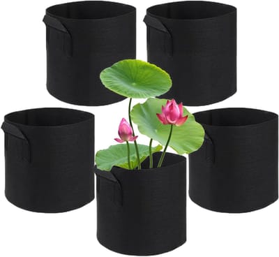 Plantenbakken voor waterplanten - Vijver manden - Decoratief inrichten - Robuuste viltconstructie - 6 stuks - Zwart