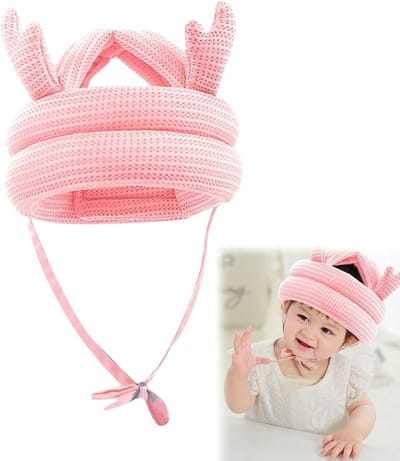 Babyhelm voor Kruipen en Lopen - Baby Hoofdbeschermer - Verstelbaar - Ademend - Veiligheidshelm met Hoofdkussen - Beschermkussen tegen Vallen - Babycadeaus - Roze